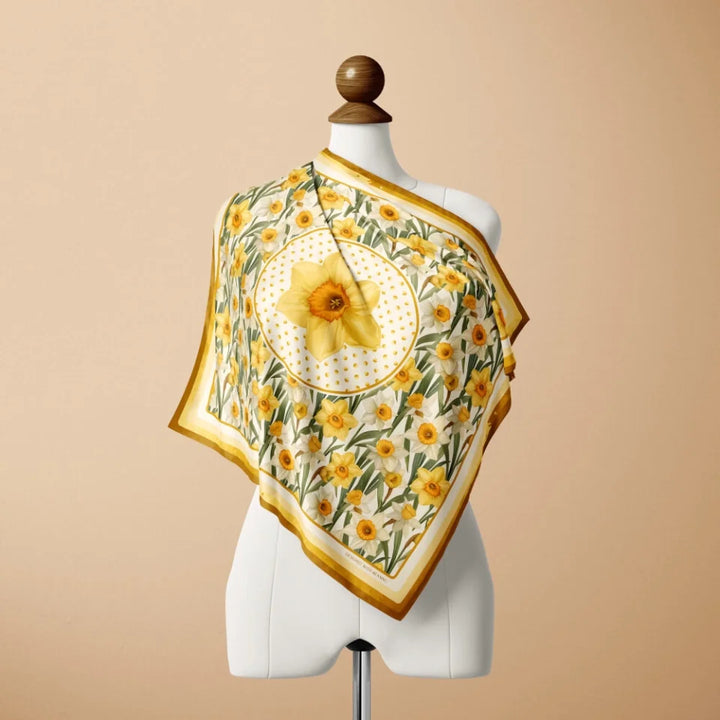 March Daffodil Birth Flower Silk Scarf 90, Designed With Meaning