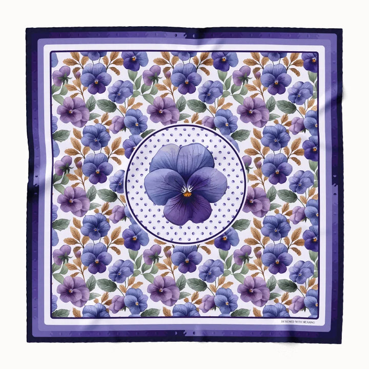 February Violet Birth Flower Silk Scarf 90, Designed With Meaning