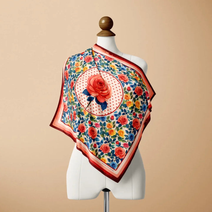 June Rose Birth Flower Silk Scarf 90, Designed With Meaning