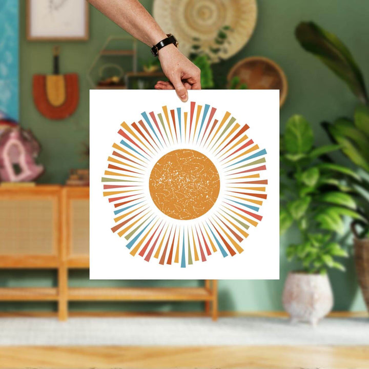 Sunburst Star Map Personalized with 1 Night Sky, Unframed, Styled#color-finish_unframed