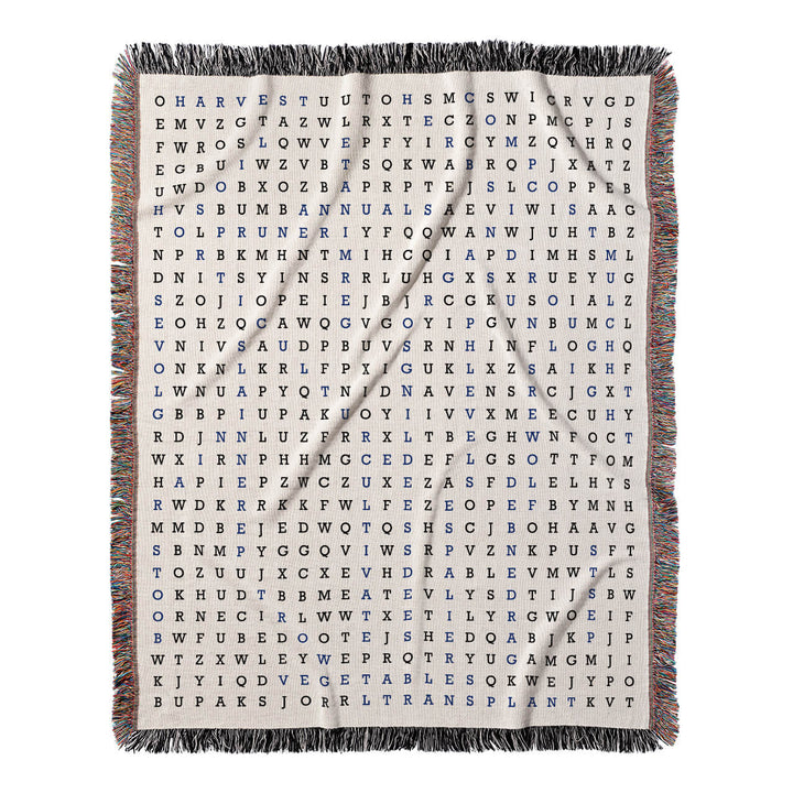 Green Thumb Word Search, 50x60 Woven Throw Blanket, Blue#color-of-hidden-words_blue