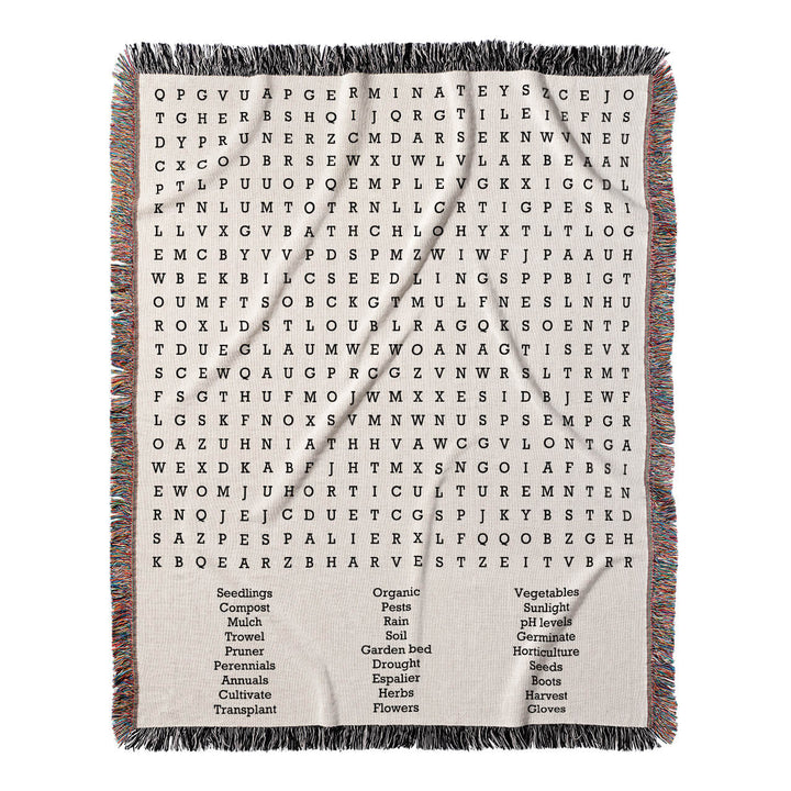Green Thumb Word Search, 50x60 Woven Throw Blanket, Hidden#color-of-hidden-words_hidden
