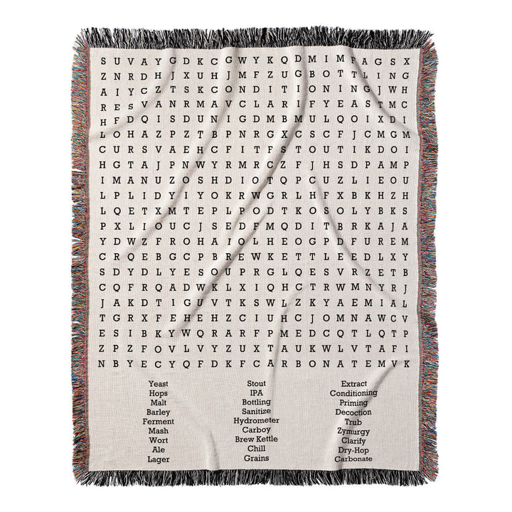 Brewmaster's Blueprint Word Search, 50x60 Woven Throw Blanket, Hidden#color-of-hidden-words_hidden