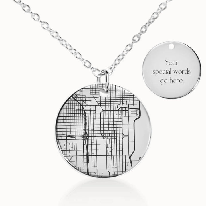 Chicago, Illinois City Street Map Necklace, Silver Pendant, Personalized Gift, Designed With Meaning