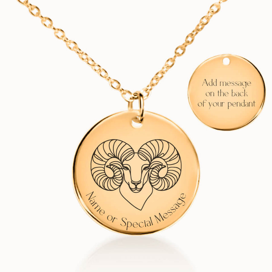 Classic Aries Zodiac Necklace in Gold Personalized Gift, Designed With Meaning