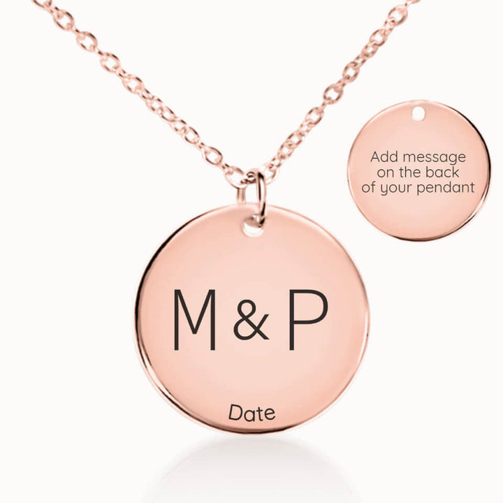 Classic Couple Initials and Date Necklace in Rose Gold, Personalized Anniversary Gift for Wife, Designed With Meaning