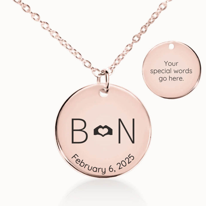 Classic Initials and Date Necklace in Rose Gold, Personalized Gift for Her, Designed With Meaning