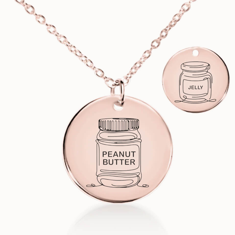 Classic Peanut Butter and Jelly Necklace in Rose Gold, Personalized Gift, Designed With Meaning