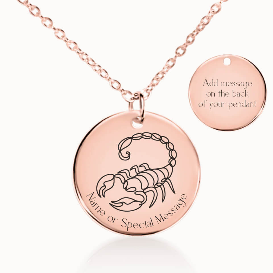 Classic Scorpio Zodiac Necklace in Rose Gold, Personalized Gift, Designed With Meaning