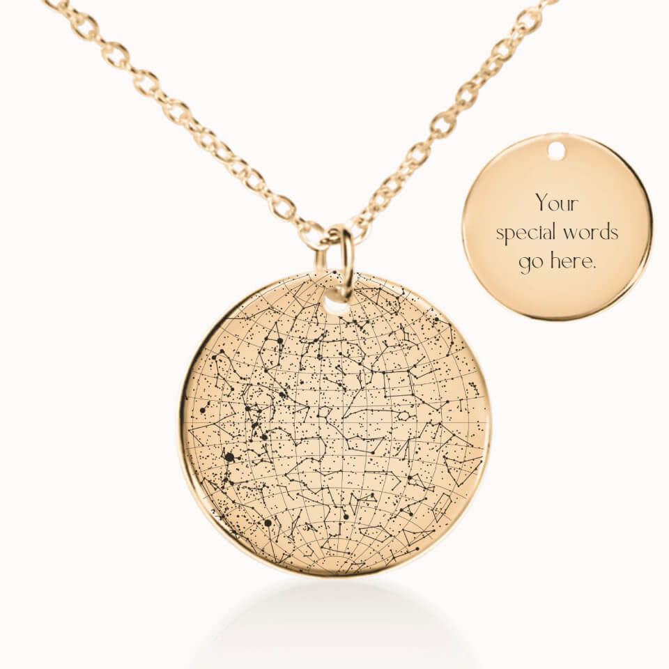 Classic Star Map Necklace in Gold, Personalized Gift, Designed With Meaning