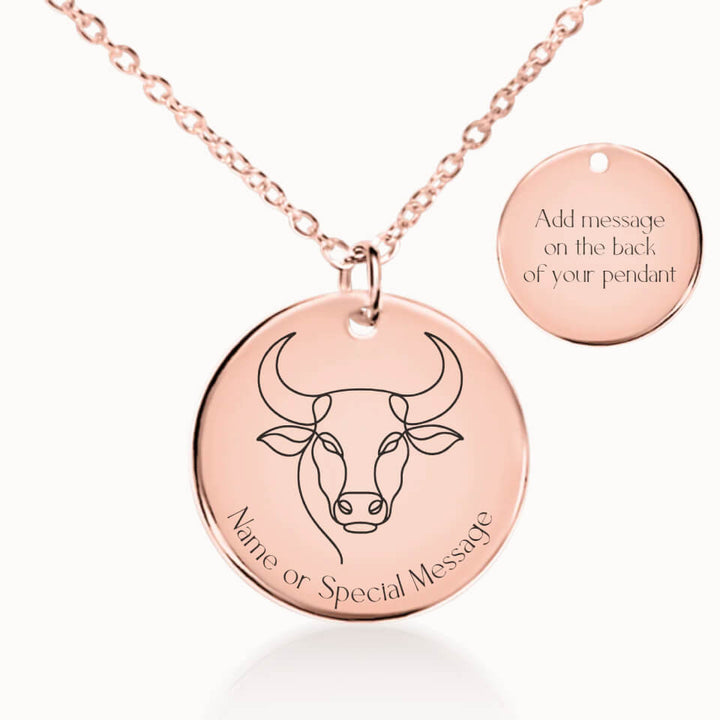 Classic Taurus Zodiac Necklace in Rose Gold, Personalized Gift, Designed With Meaning