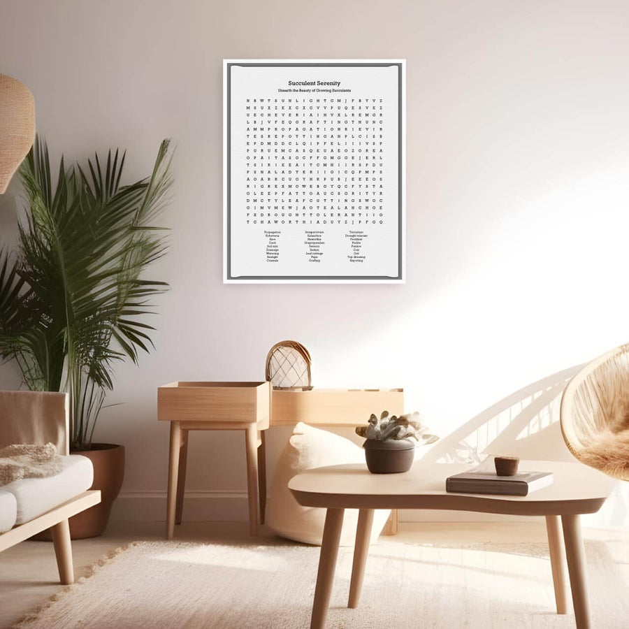 Custom Succulent Word Search Art Print, Styled#color-finish_white-floater-frame