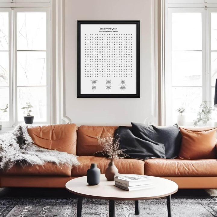 Custom Book Worm Word Search Art Print, Styled#color-finish_black-beveled-frame