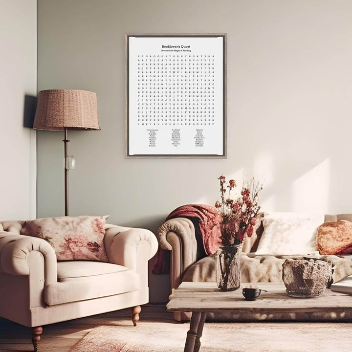 Custom Book Worm Word Search Art Print, Styled#color-finish_gray-floater-frame