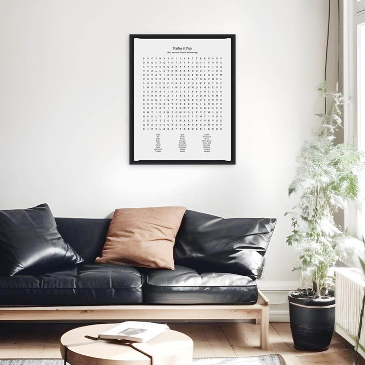 Custom Bowling Word Search Art Print, Styled#color-finish_black-floater-frame