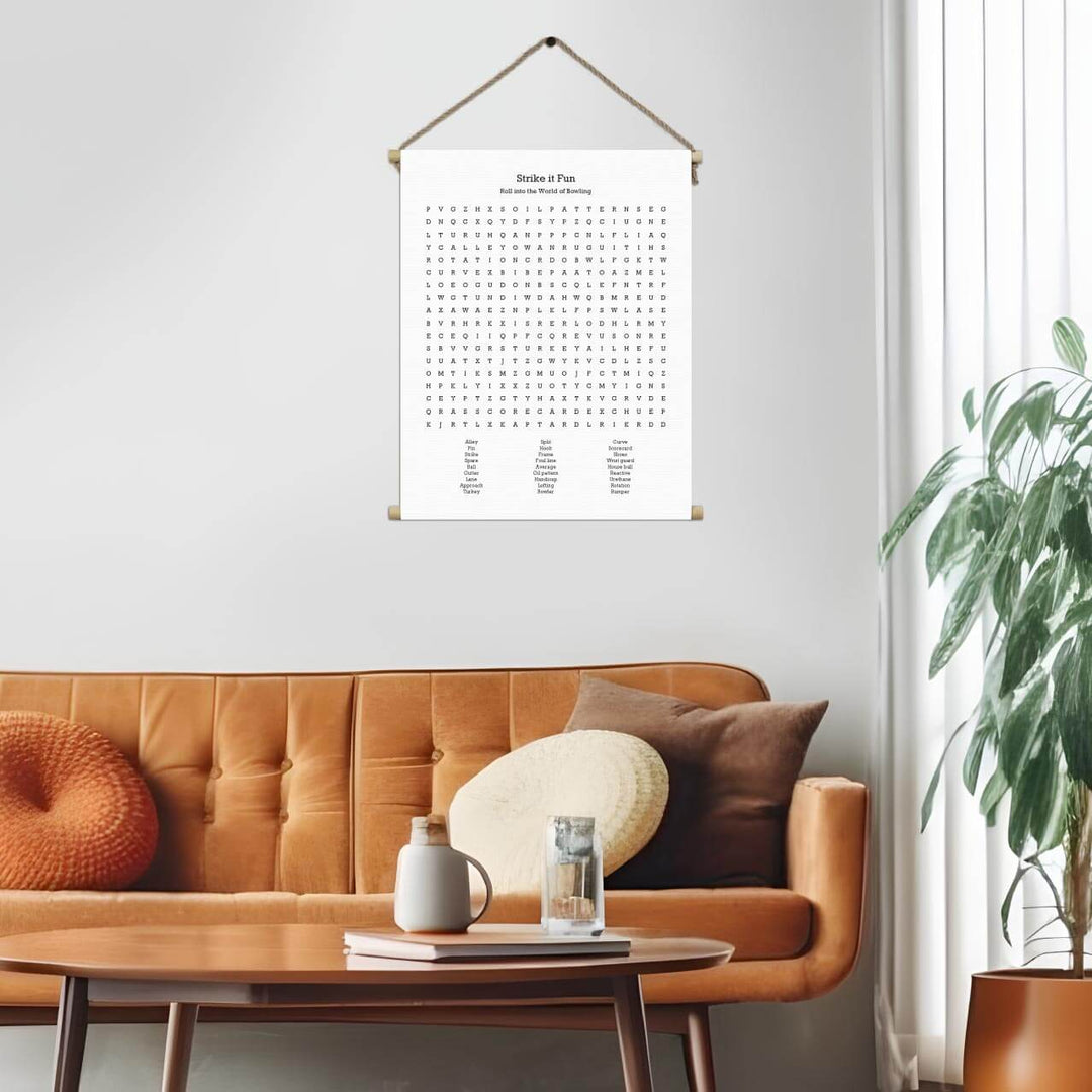 Custom Bowling Word Search Art Print, Styled#color-finish_hanging-canvas