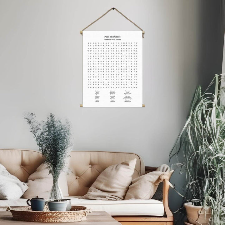 Custom Running Word Search Art Print, Styled#color-finish_hanging-canvas