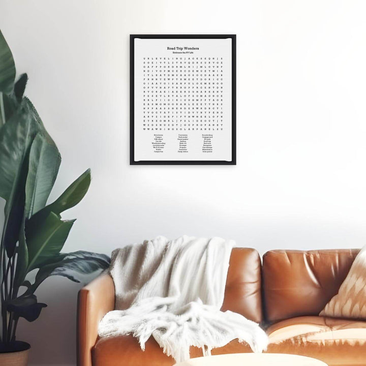 Custom RV Travel Word Search Art Print, Styled#color-finish_black-floater-frame