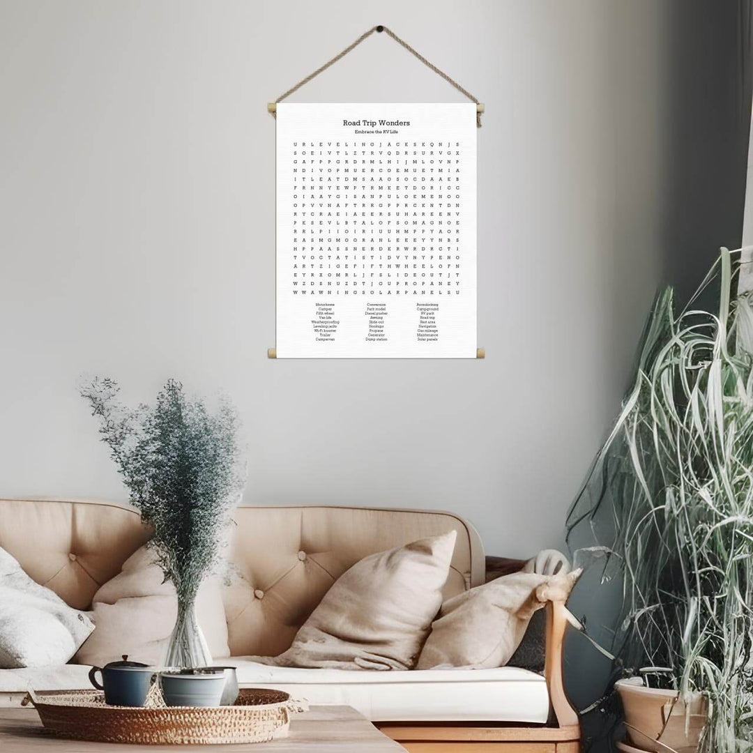 Custom RV Travel Word Search Art Print, Styled#color-finish_hanging-canvas