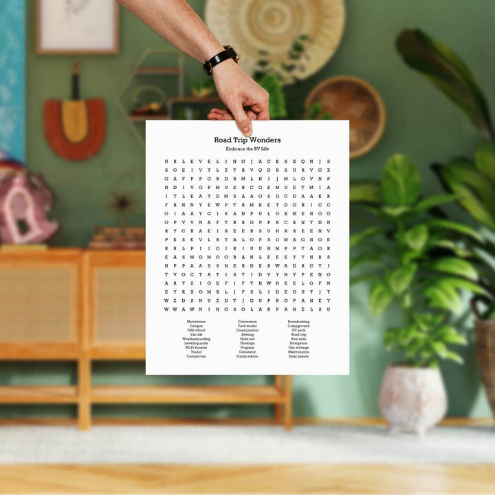 Custom RV Travel Word Search Art Print, Styled#color-finish_unframed