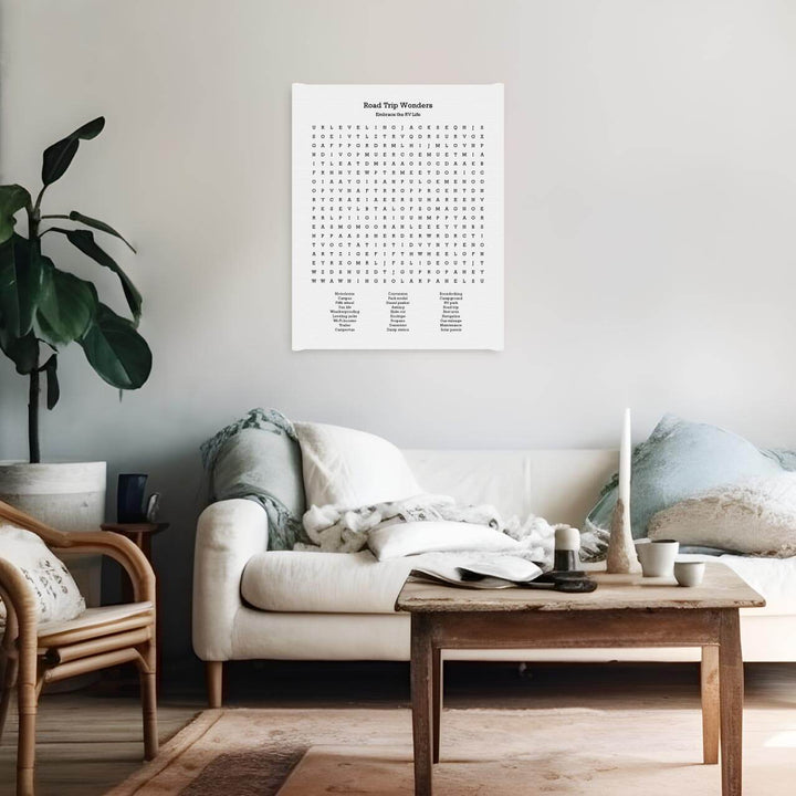 Custom RV Travel Word Search Art Print, Styled#color-finish_wrapped-canvas