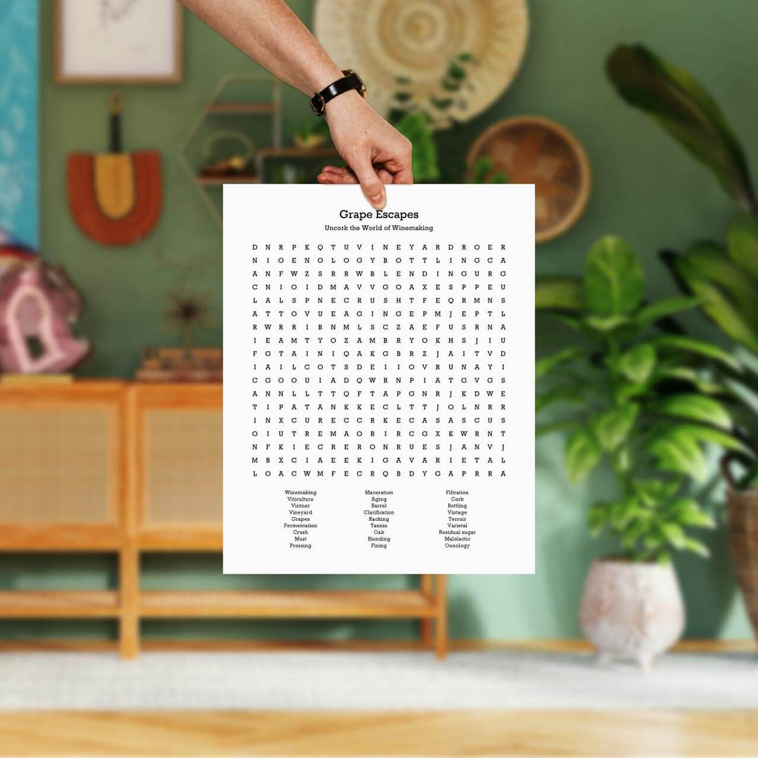 Custom Winemaking Word Search Art Print, Styled#color-finish_unframed