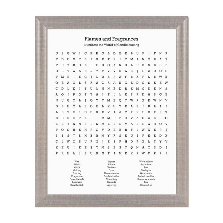 Custom Candle Making Word Search Art Print#color-finish_gray-beveled-frame