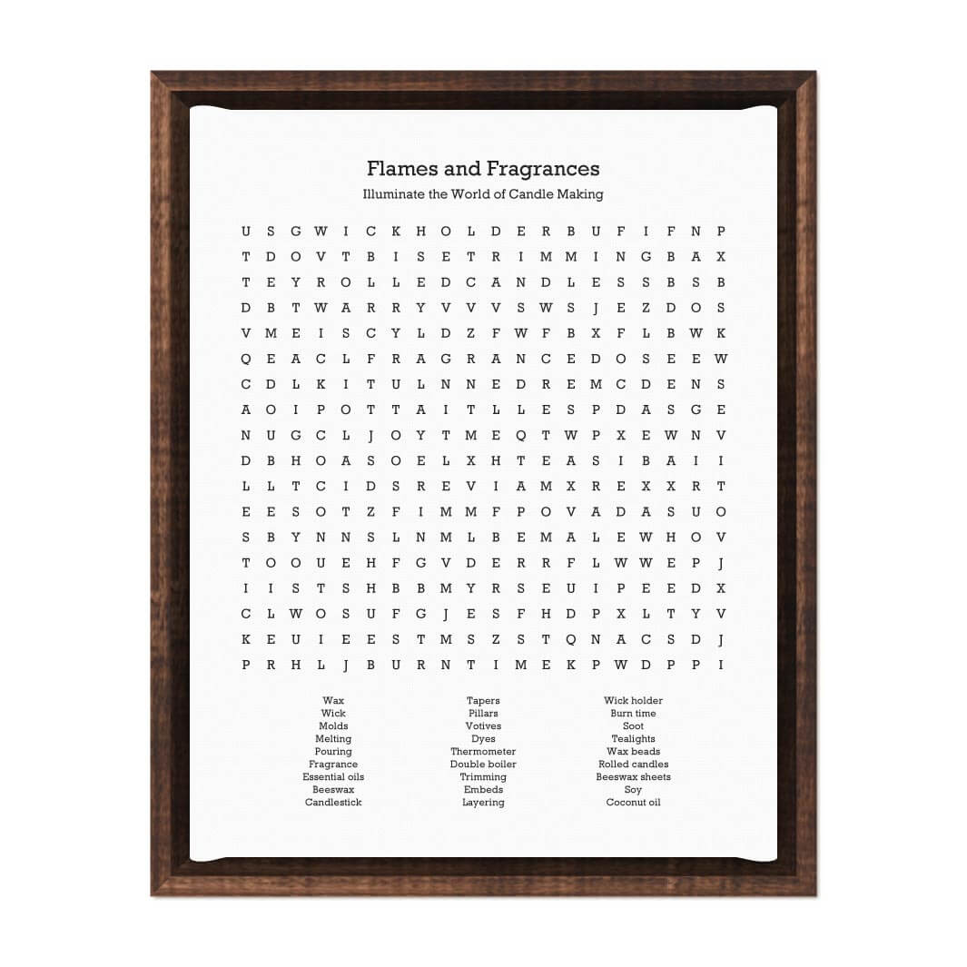 Custom Candle Making Word Search Art Print#color-finish_espresso-floater-frame