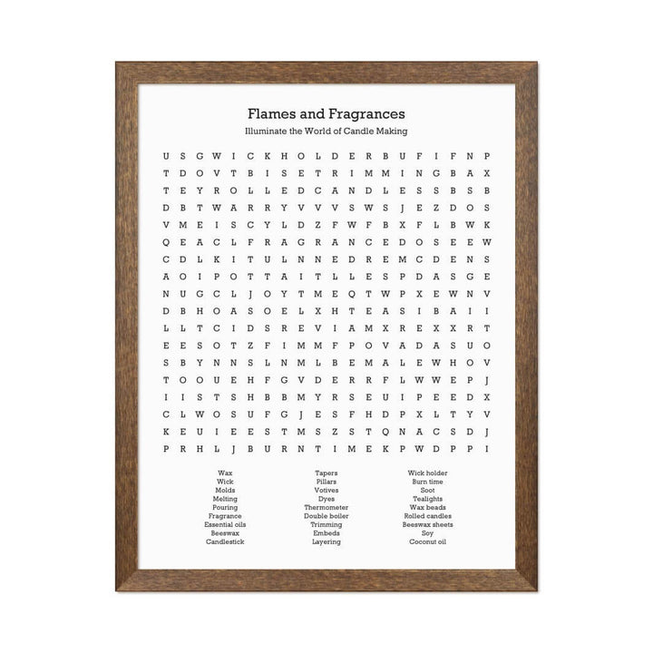Custom Candle Making Word Search Art Print#color-finish_walnut-thin-frame