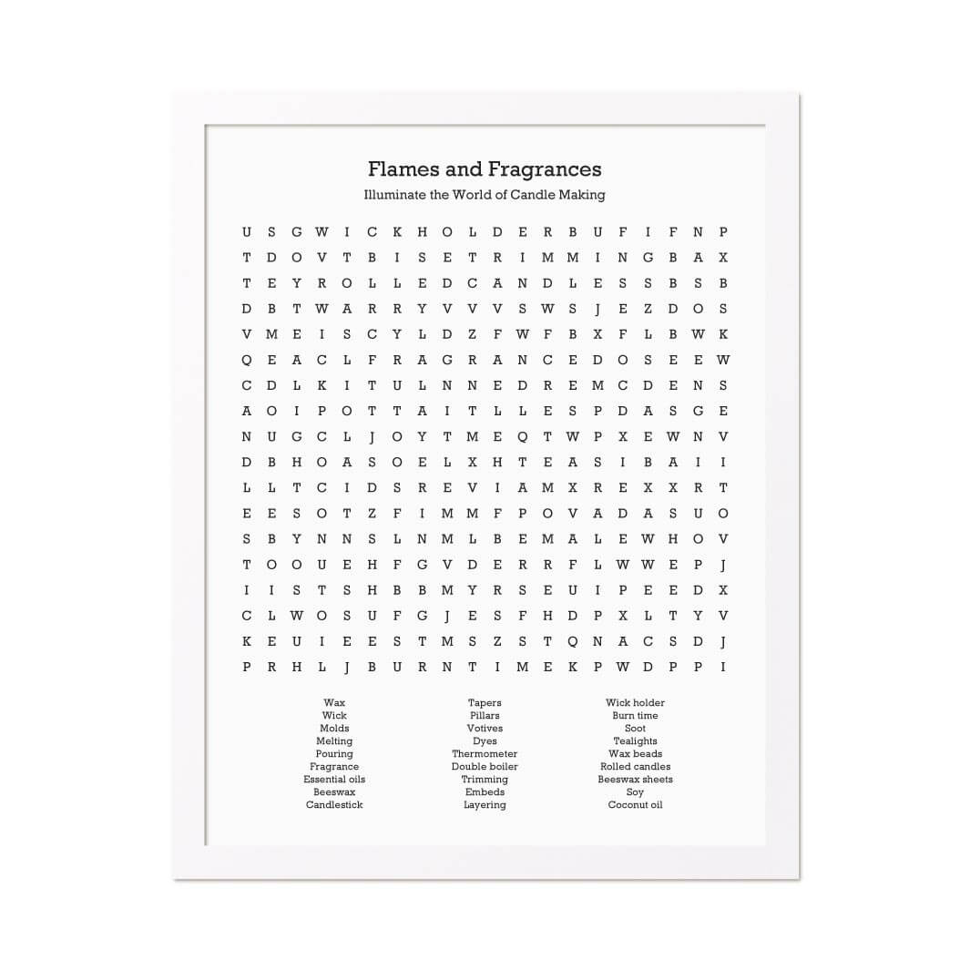 Custom Candle Making Word Search Art Print#color-finish_white-thin-frame