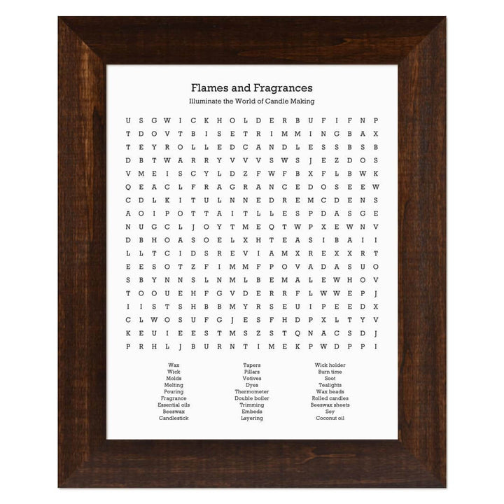 Custom Candle Making Word Search Art Print#color-finish_espresso-wide-frame