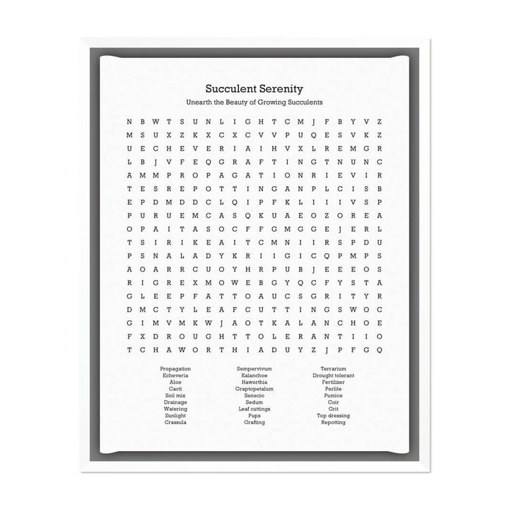 Custom Succulent Word Search Art Print#color-finish_white-floater-frame