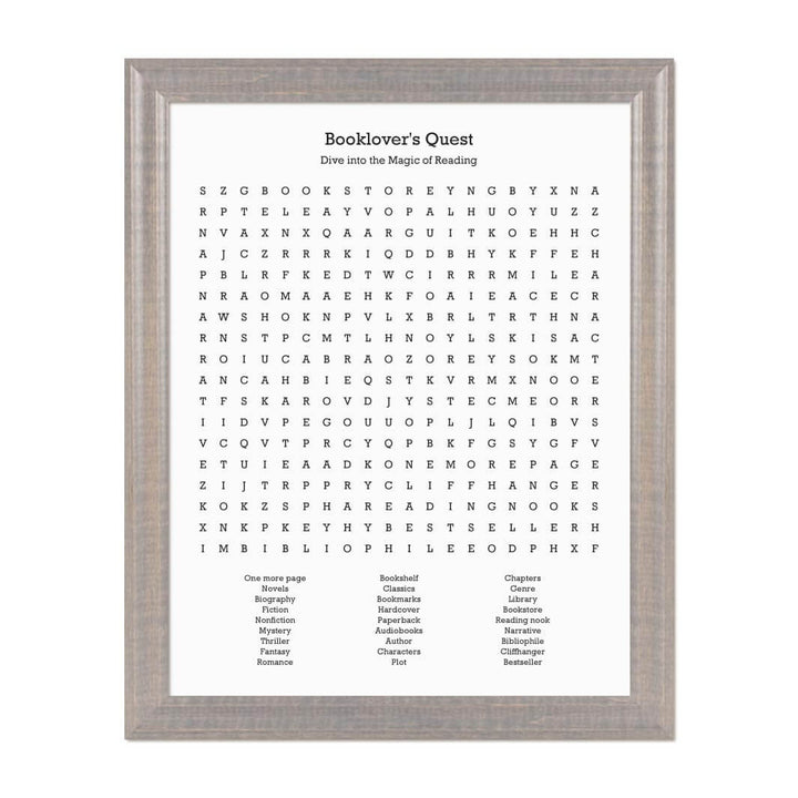 Custom Book Worm Word Search Art Print#color-finish_gray-beveled-frame