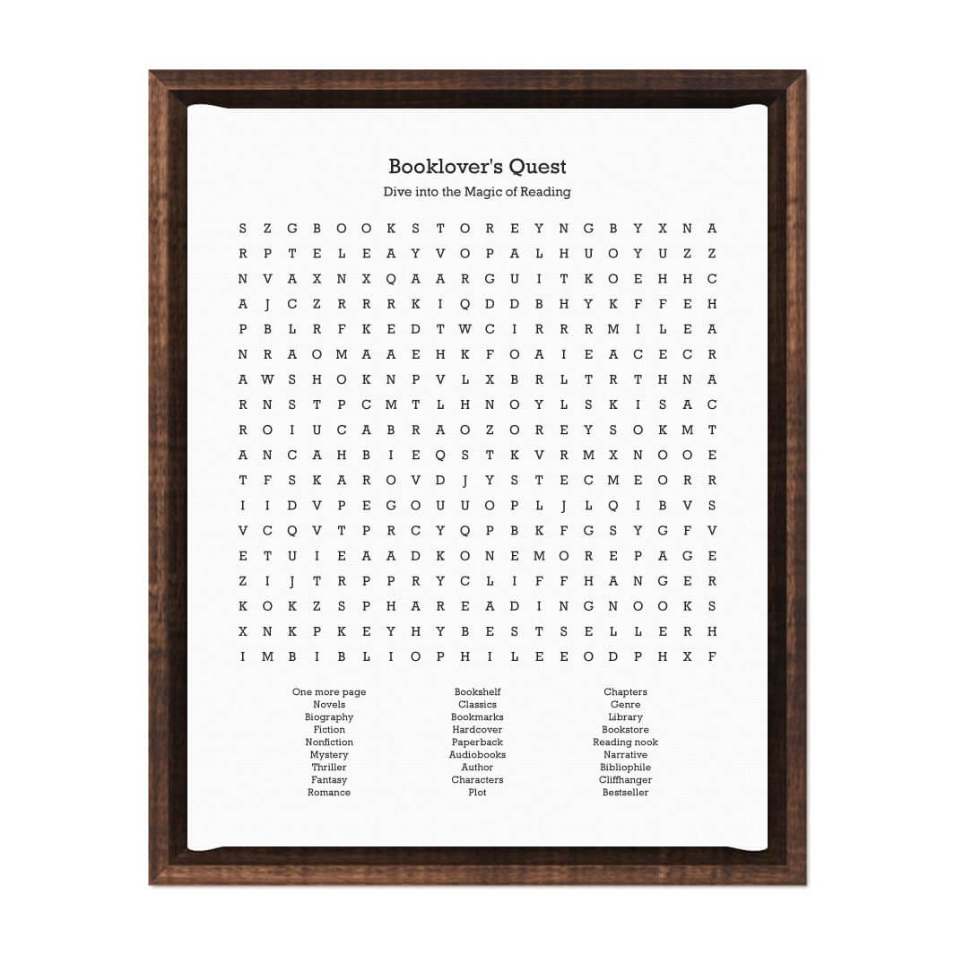 Custom Book Worm Word Search Art Print#color-finish_espresso-floater-frame