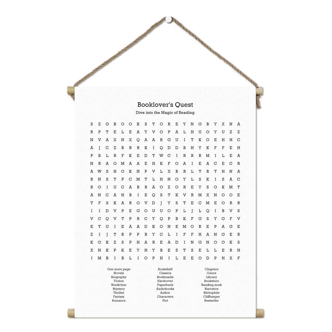 Custom Book Worm Word Search Art Print#color-finish_hanging-canvas