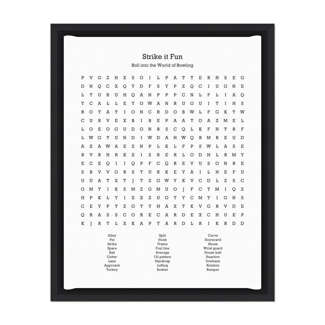 Custom Bowling Word Search Art Print#color-finish_black-floater-frame