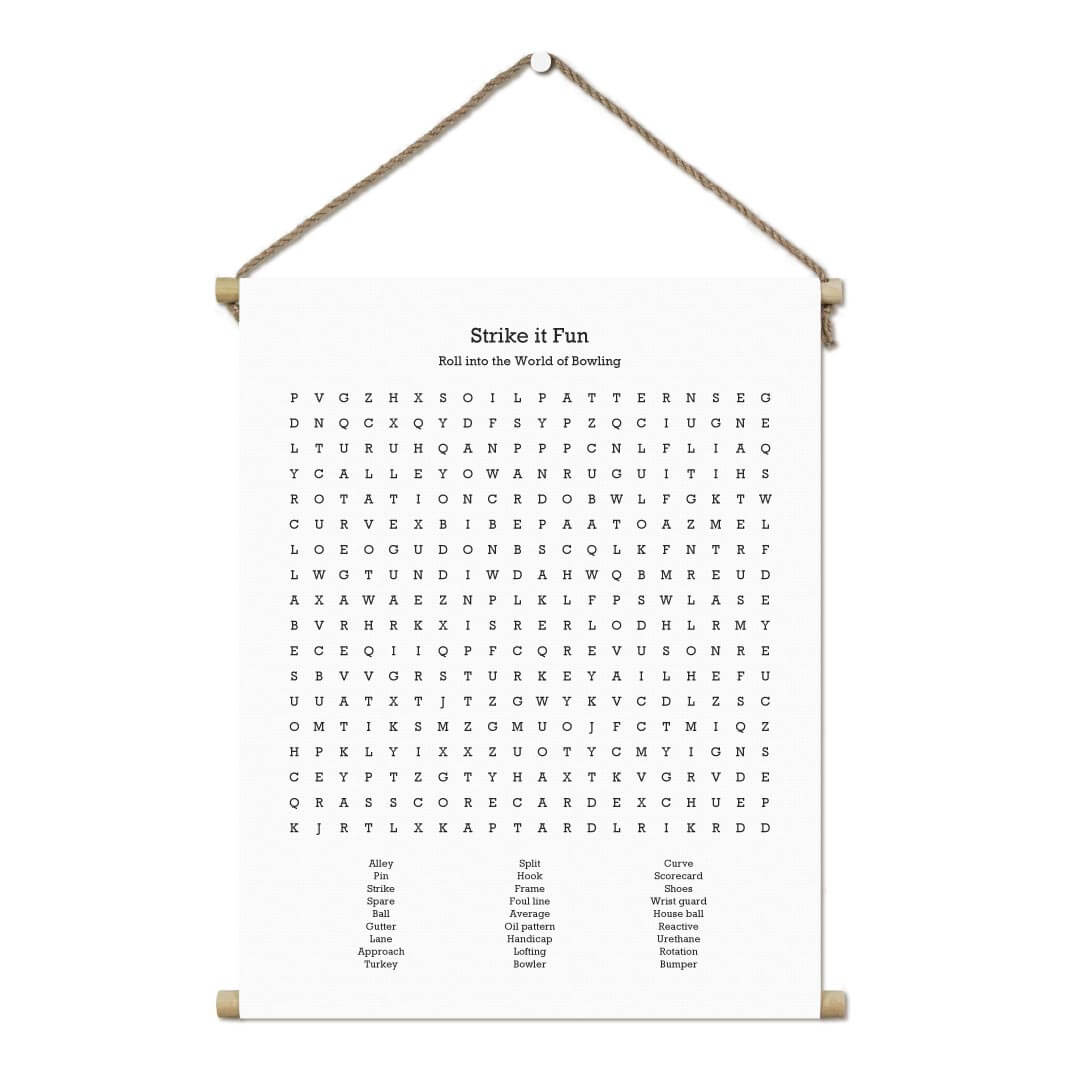 Custom Bowling Word Search Art Print#color-finish_hanging-canvas