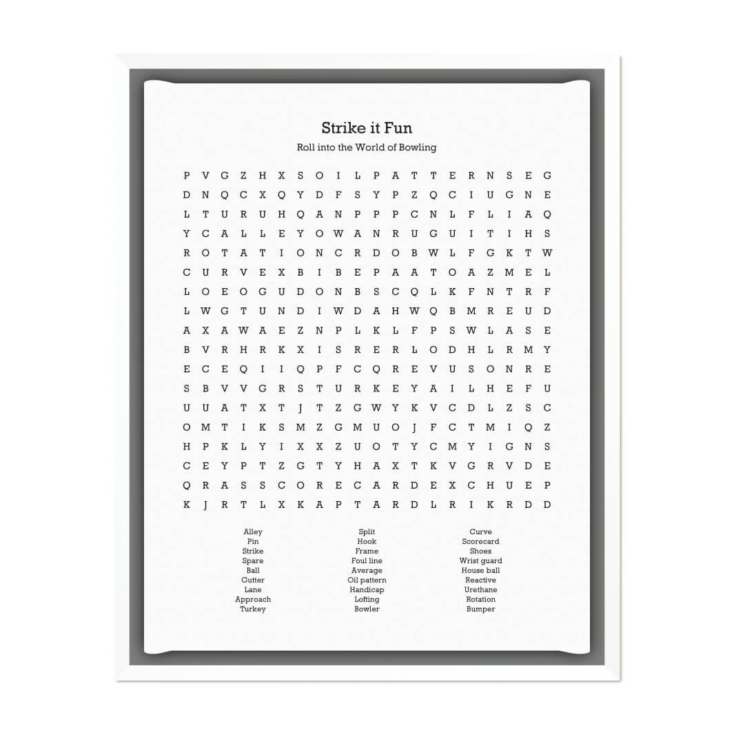 Custom Bowling Word Search Art Print#color-finish_white-floater-frame