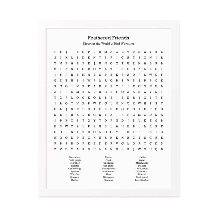 Custom Birding Word Search Art Print#color-finish_white-thin-frame