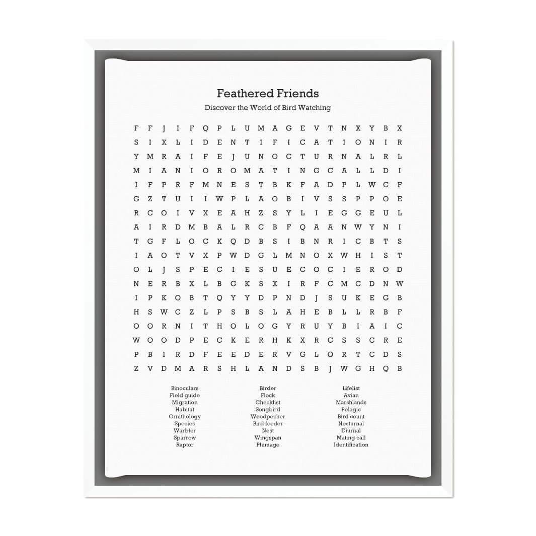 Custom Birding Word Search Art Print#color-finish_white-floater-frame