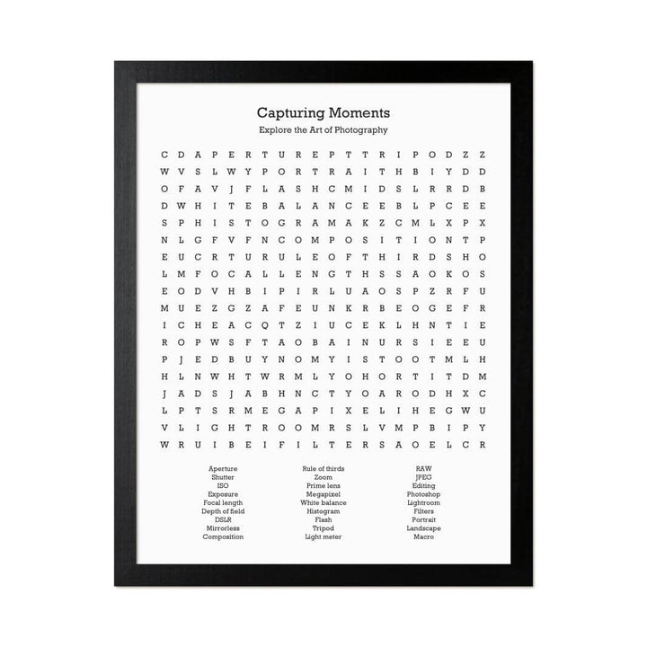 Custom Photography Word Search Art Print#color-finish_black-thin-frame