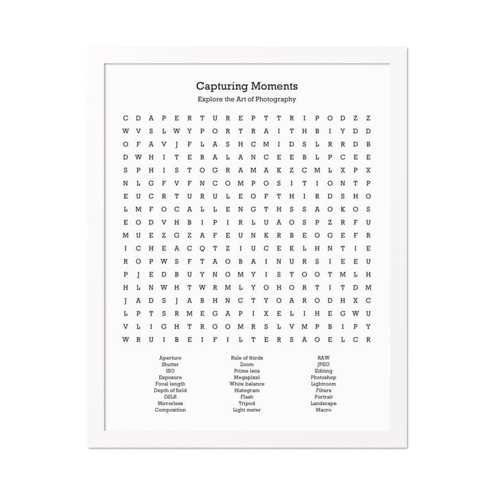 Custom Photography Word Search Art Print#color-finish_white-thin-frame