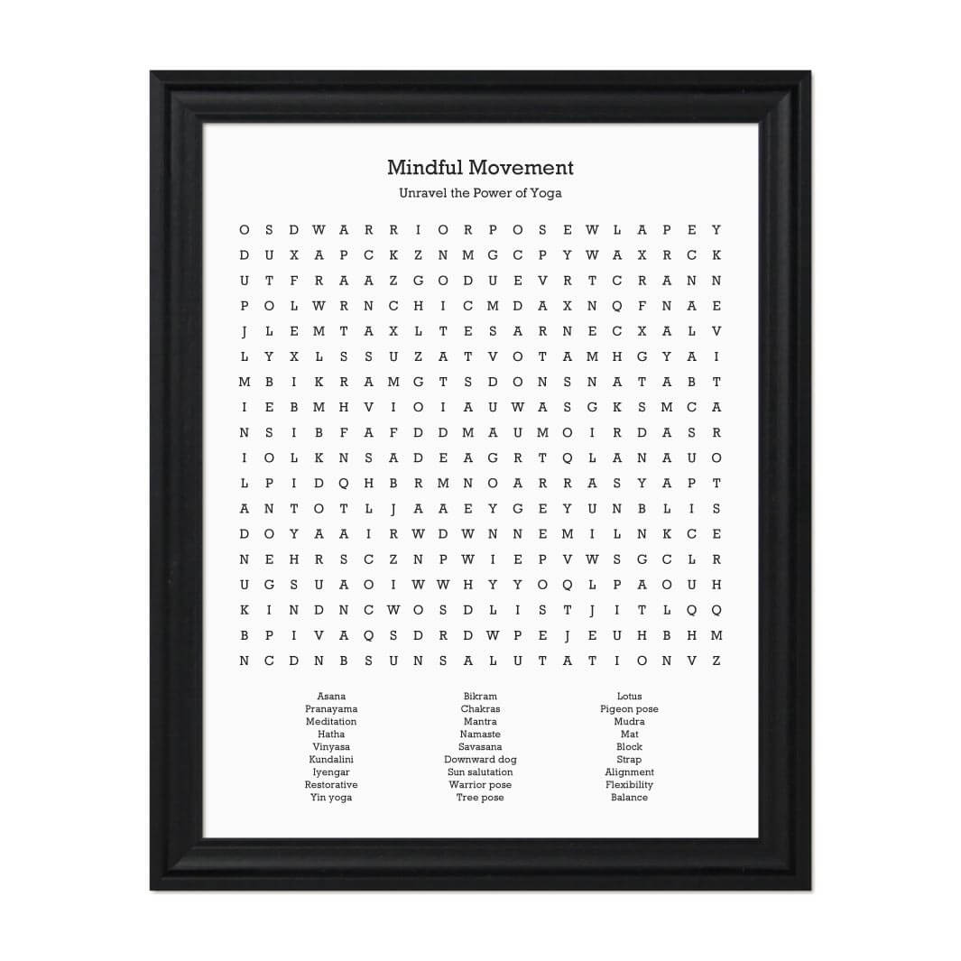 Custom Yoga Word Search Art Print#color-finish_black-beveled-frame