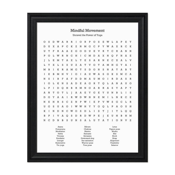 Custom Yoga Word Search Art Print#color-finish_black-beveled-frame