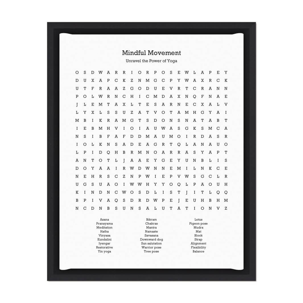 Custom Yoga Word Search Art Print#color-finish_black-floater-frame