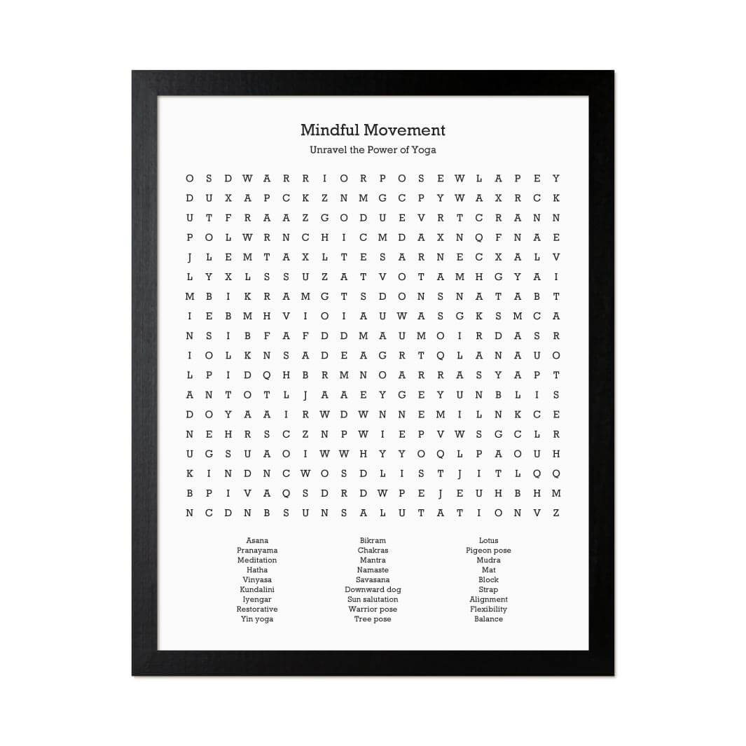 Custom Yoga Word Search Art Print#color-finish_black-thin-frame