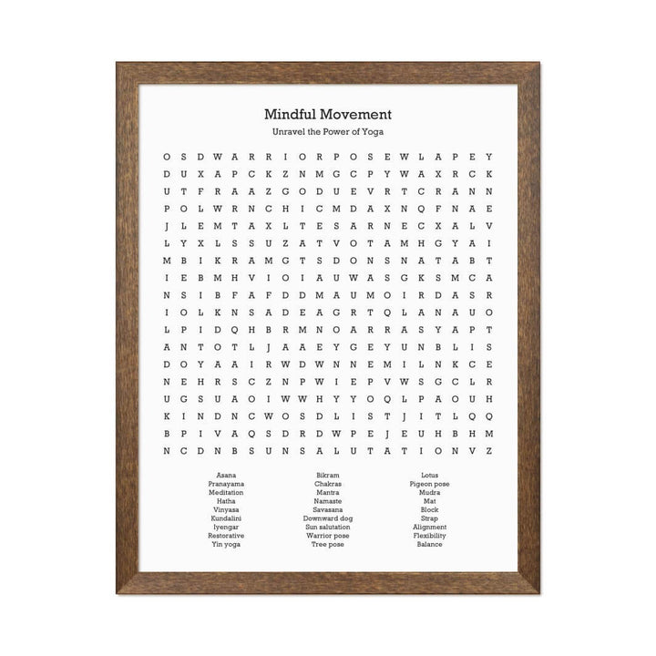 Custom Yoga Word Search Art Print#color-finish_walnut-thin-frame