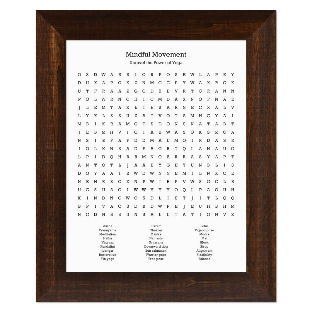 Custom Yoga Word Search Art Print#color-finish_espresso-wide-frame