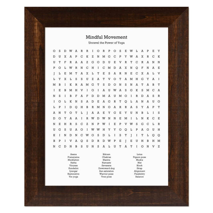Custom Yoga Word Search Art Print#color-finish_espresso-wide-frame