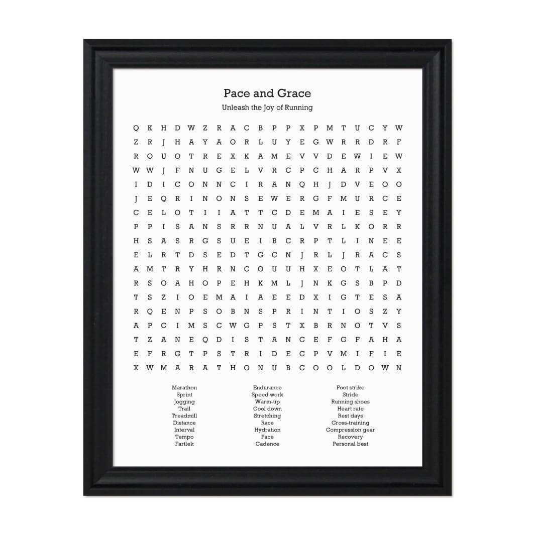 Custom Running Word Search Art Print#color-finish_black-beveled-frame